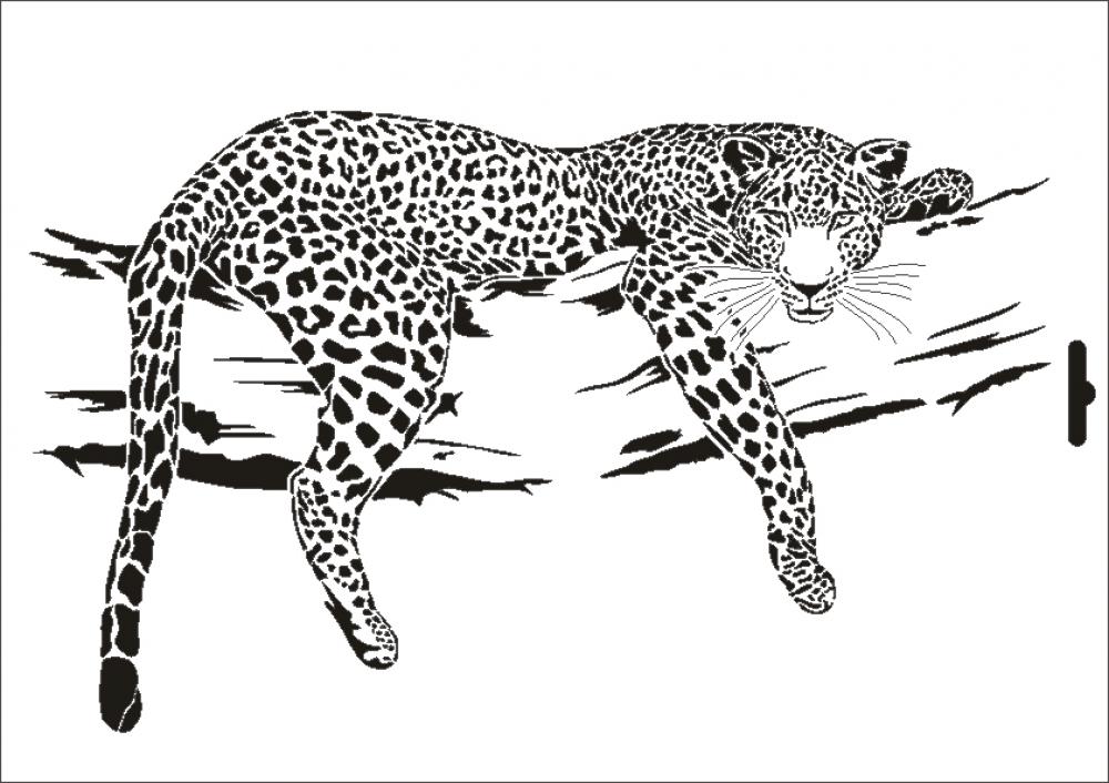 W-001 Leopard Wandschablone Textilschablone Größe A3