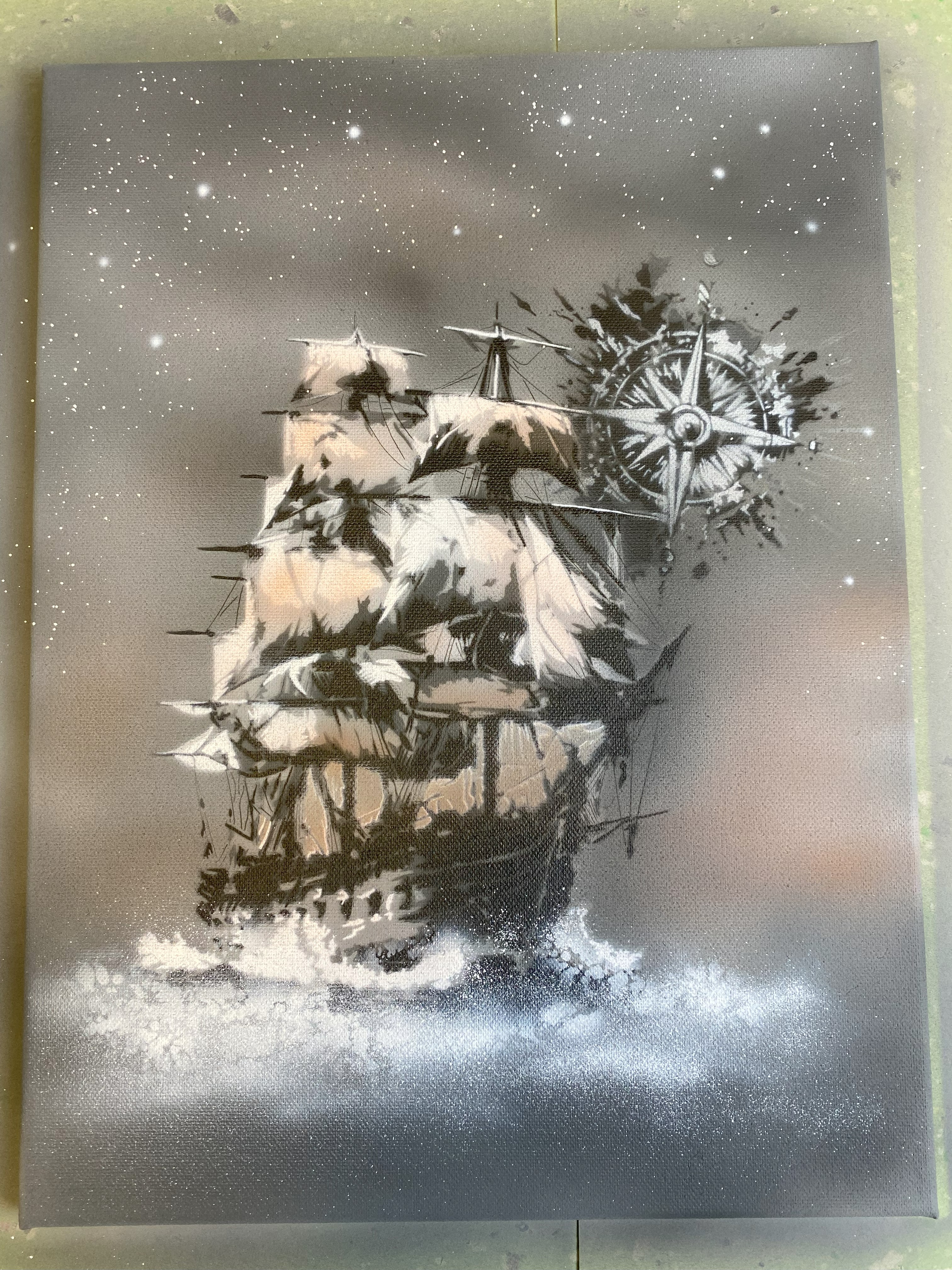 AS-397 Schiff Step by Step Schablone für Acryl, Airbrush, Spray, Lacke und Wandfarbe  Größe L