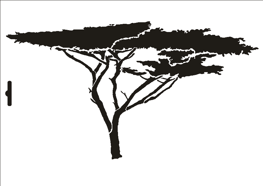 W-664 Afrika Baum Wandschablone Textilschablone Größe A5