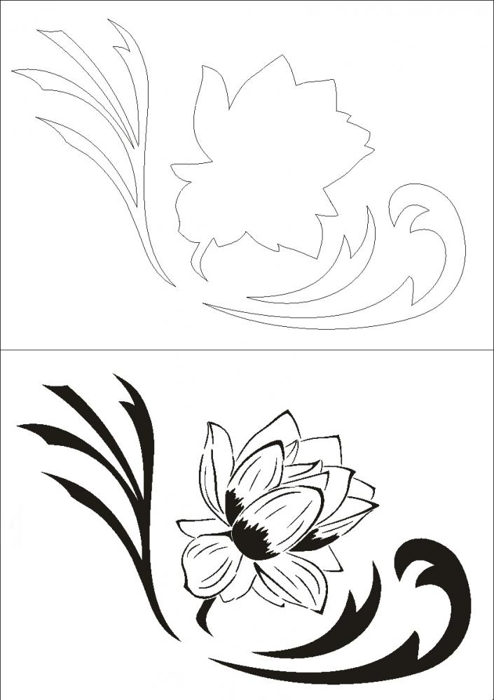 DS-009 Blume Wandschablone Textilschablone Größe A4