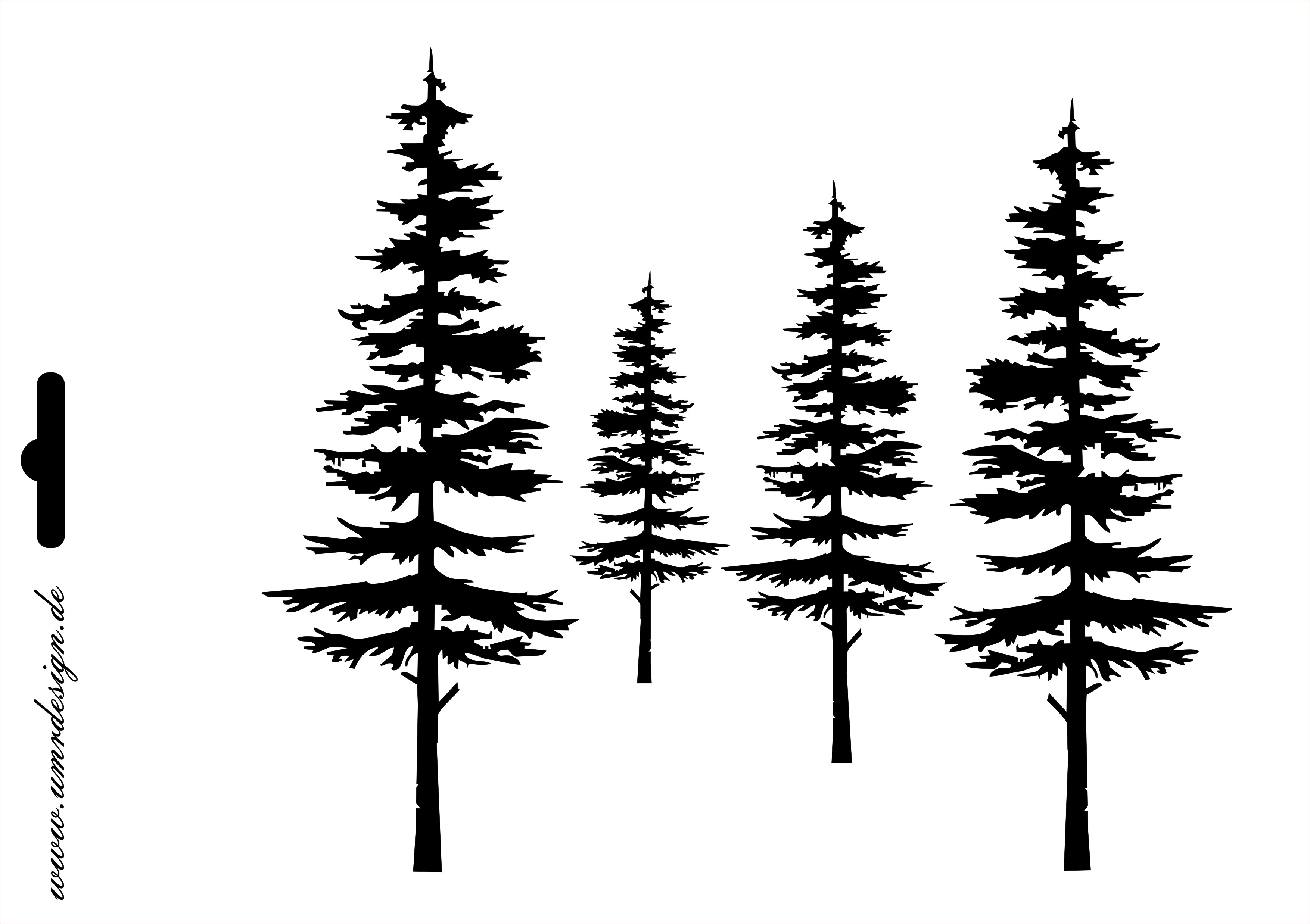 W-716 Tannen , Firs  Wandschablone Textilschablone Größe A5