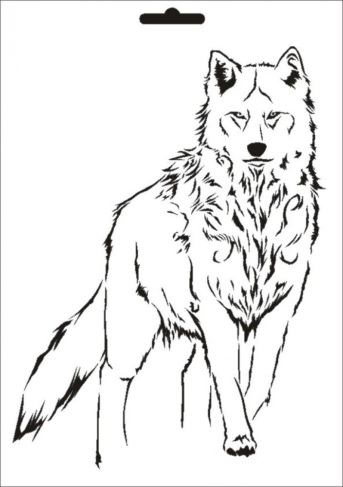 W-635 Wolf Wandschablone Textilschablone Größe A3