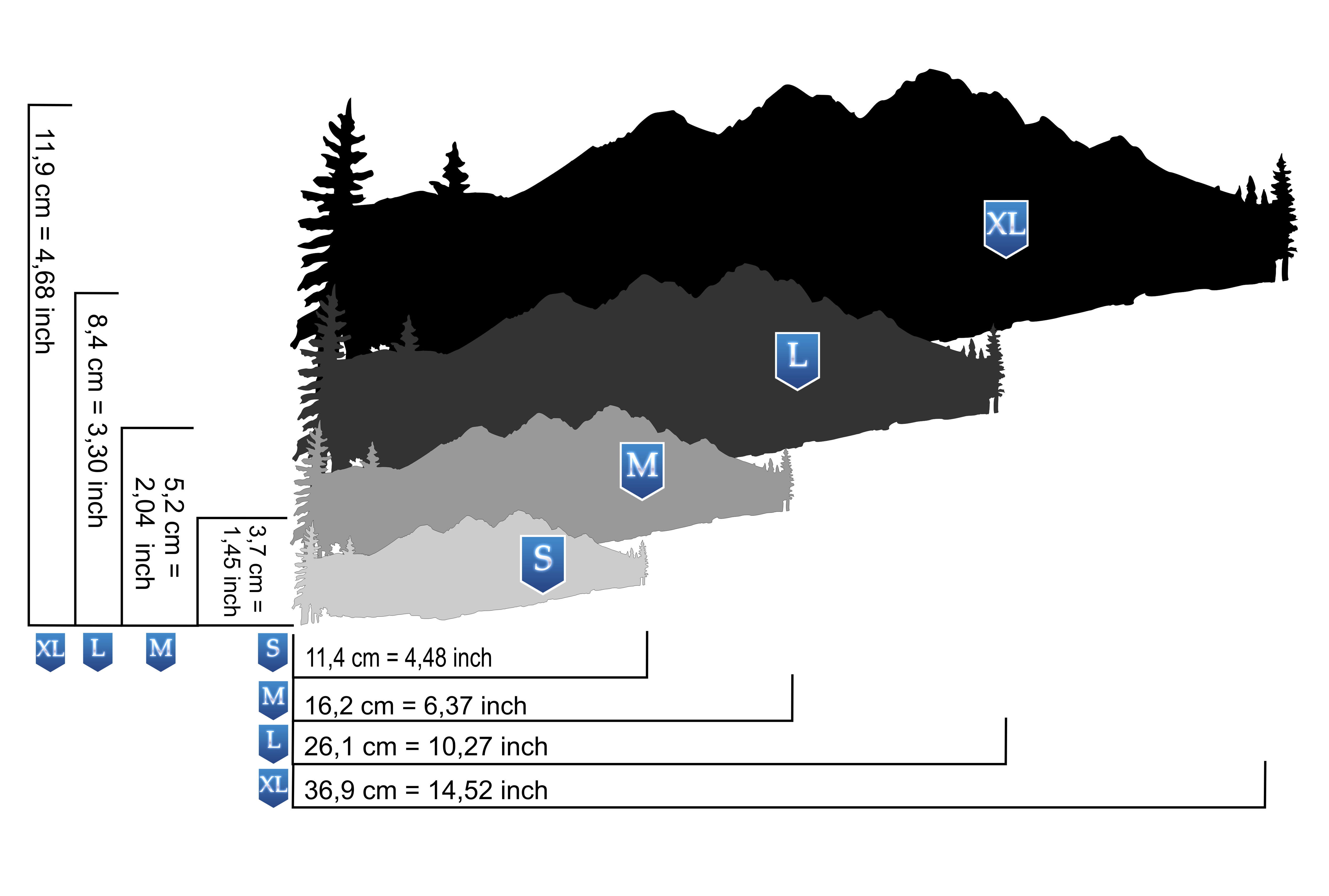 AS-354 Berge / Mountains Step by Step Airbrushschablone L