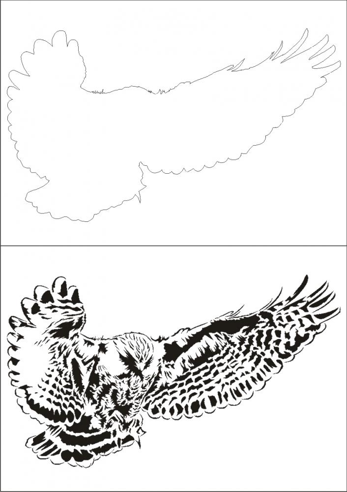 DS-645 Eule Wandschablone Textilschablone Größe A3