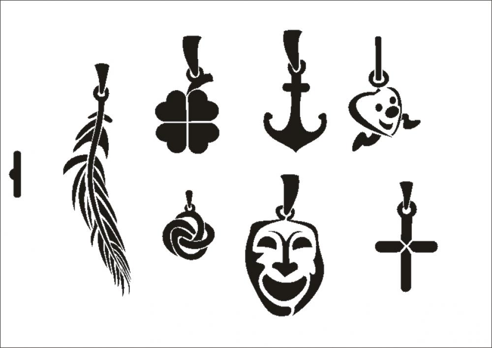 W-214 Kettenanhänger Wandschablone Textilschablone Größe A4