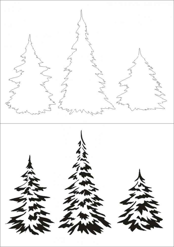 DS-521 Tannenbaum Wandschablone Textilschablone Größe A3