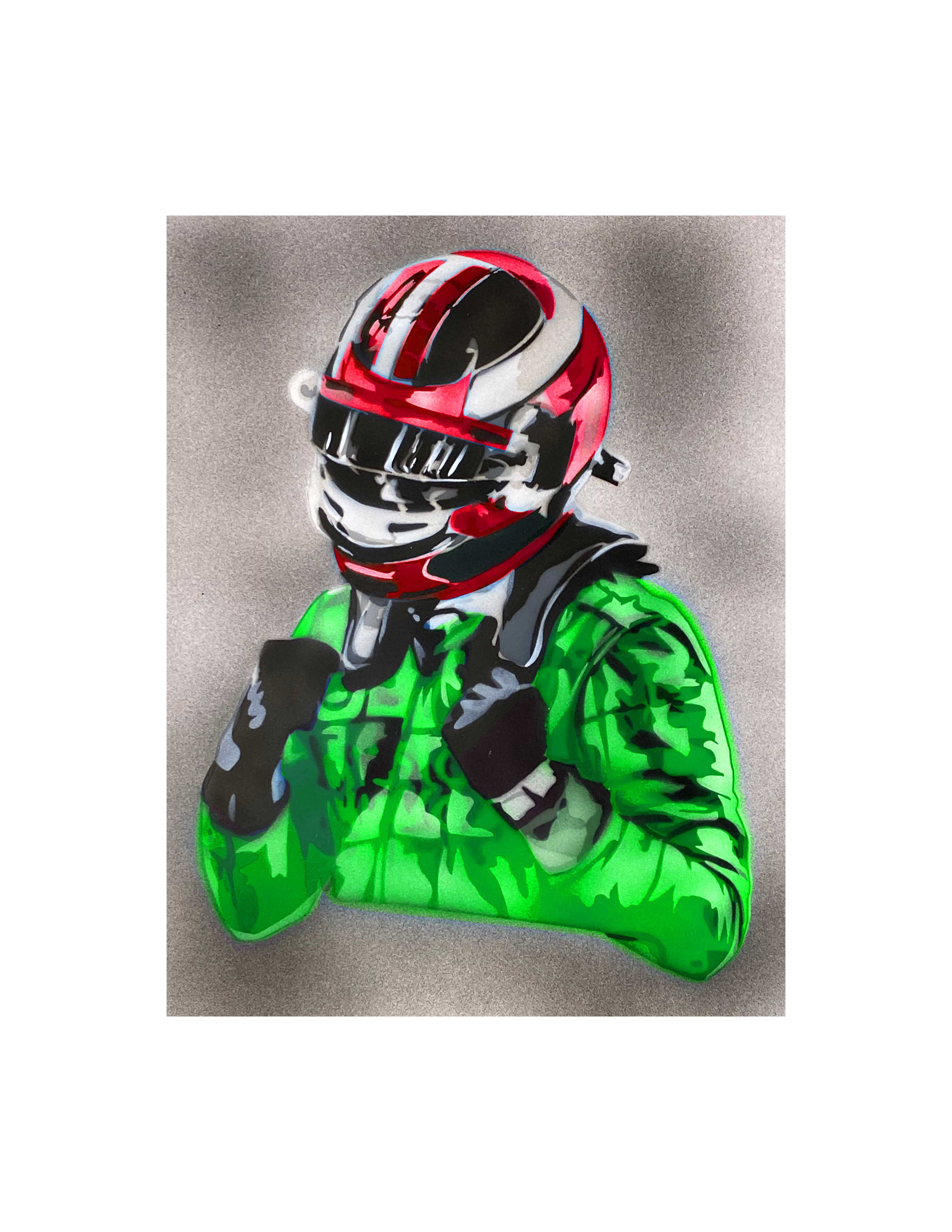 AS-370 Racing Driver Step by Step Schablone für Acryl, Airbrush, Spray, Lacke und Wandfarbe Größe L