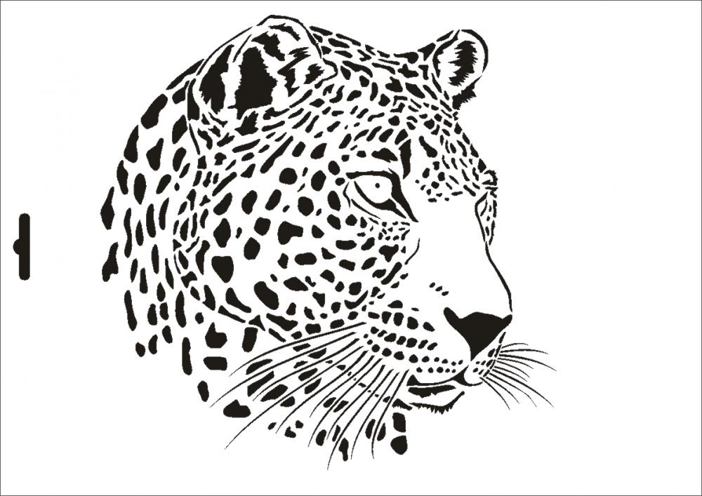 W-002 Leopard Wandschablone Textilschablone Größe A5