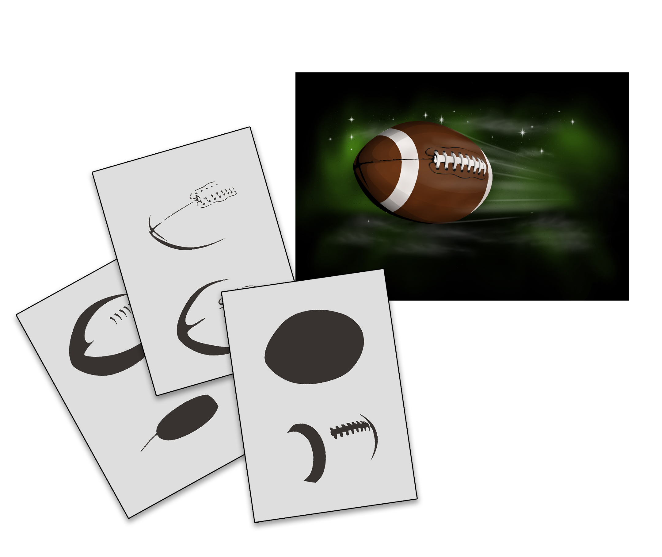 AS-264 Football Step by Step Airbrushschablone Größe XS