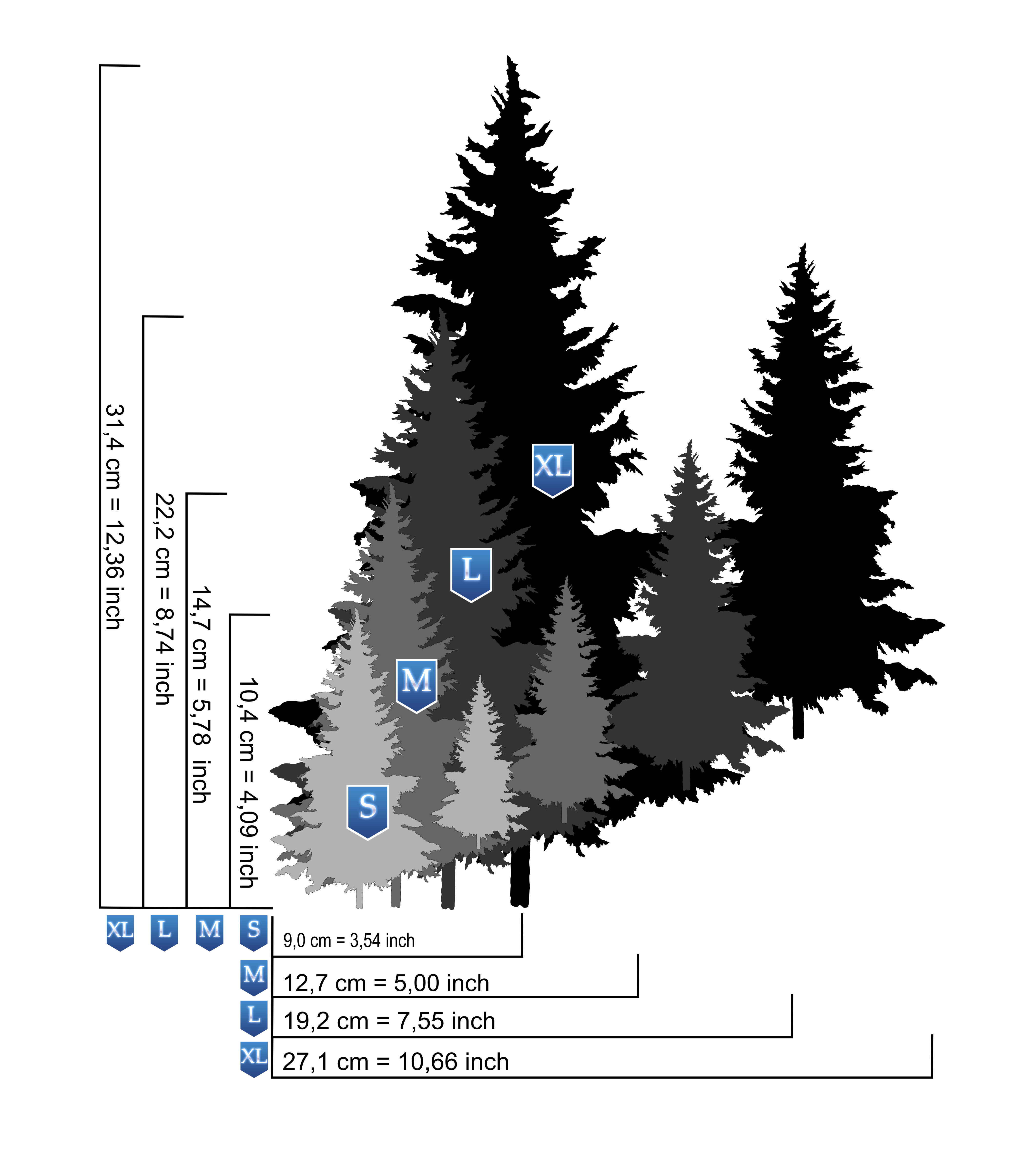 AS-353 Schnee Tannen / Snow fir trees Step by Step Airbrushschablone XL
