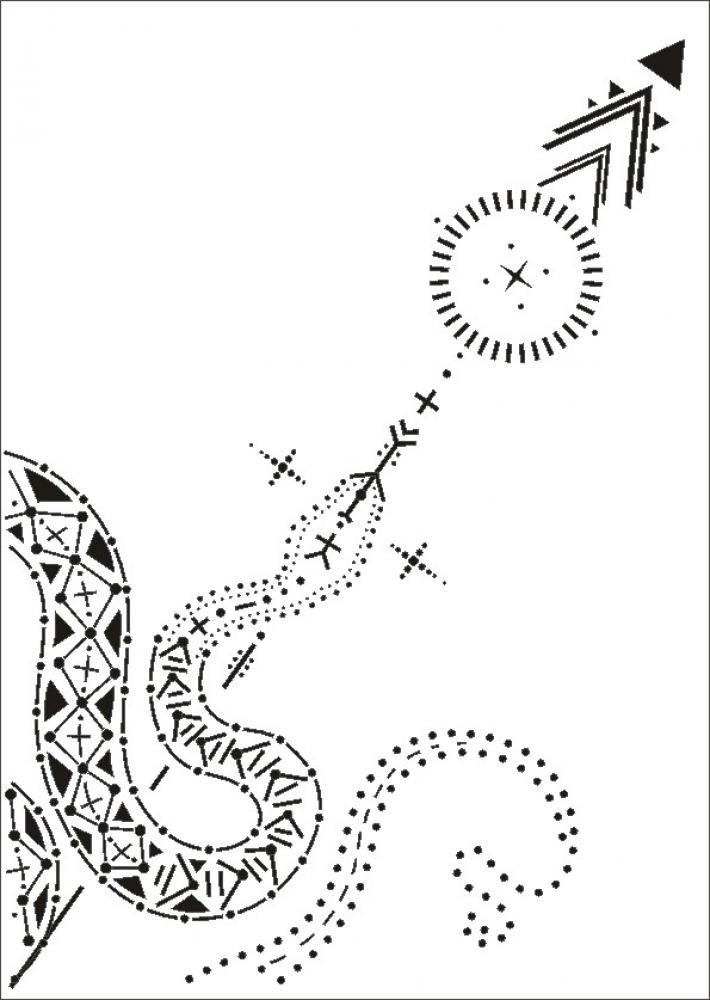 W-649 abstrakt Schlange Wandschablone Textilschablone Größe A4