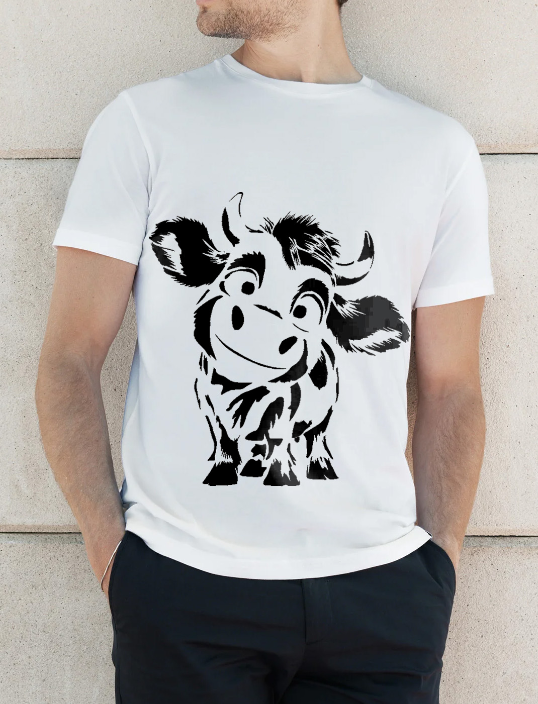 W-718 Baby Kuh, schrullige Kuh Schablone, Stencil für Acryl, Airbrush, Spray, Lacke und Wandfarbe Größe A4