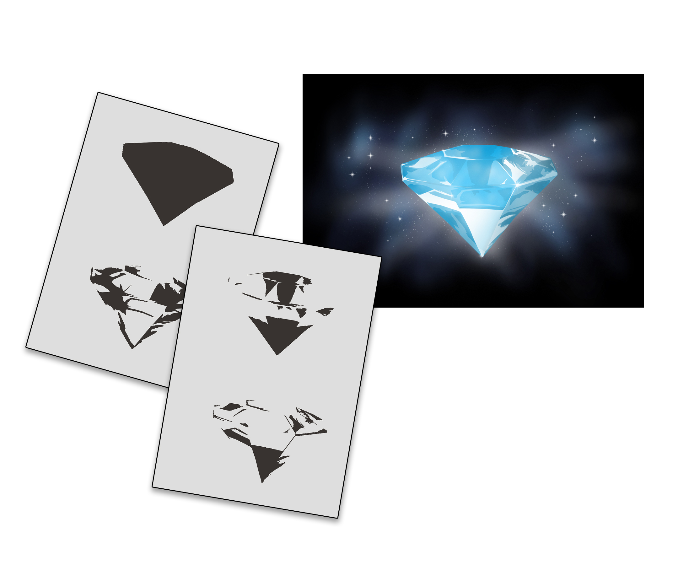 AS-286 Diamant Step by Step Airbrushschablone Größe L