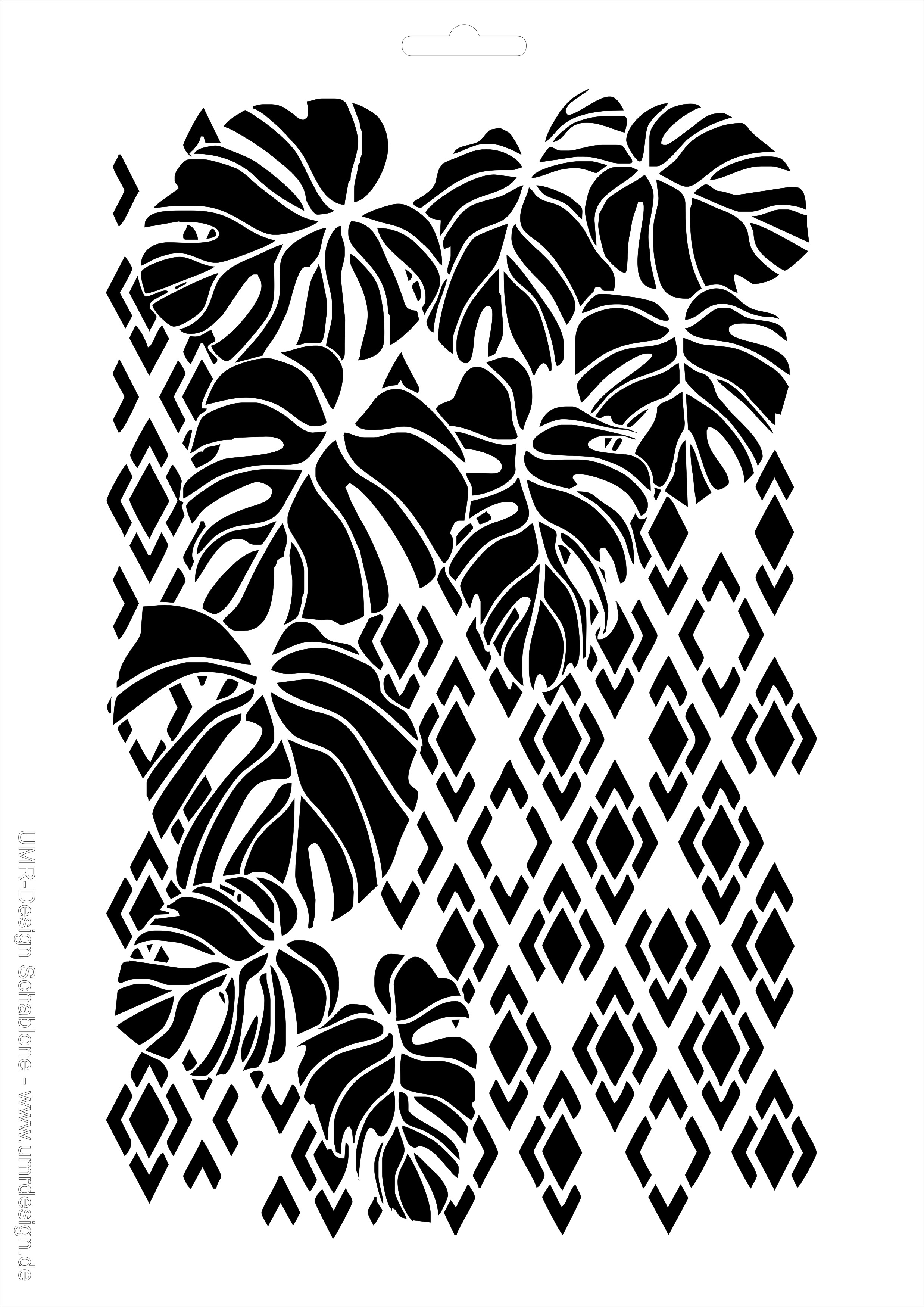 W-682 Blätter Wandschablone Textilschablone Größe A5