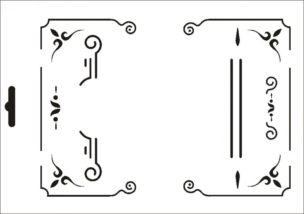 W-611 Vintage Etikett Wandschablone Textilschablone Größe A4