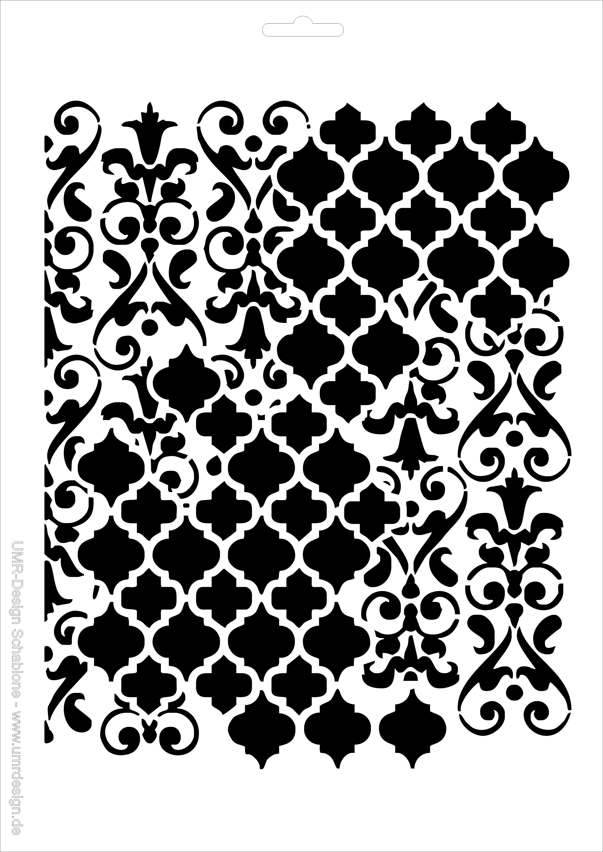 W-685 Ornamente Wandschablone Textilschablone Größe A5