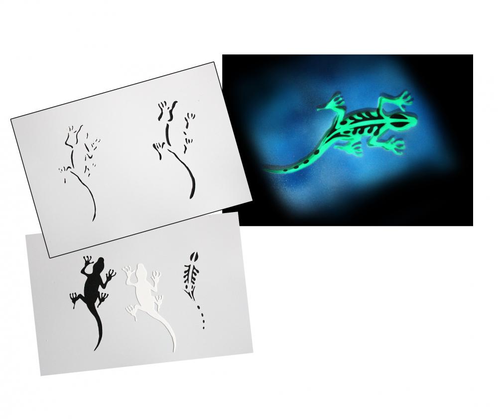 AS-097 Gecko Step by Step Airbrushschablone Größe L