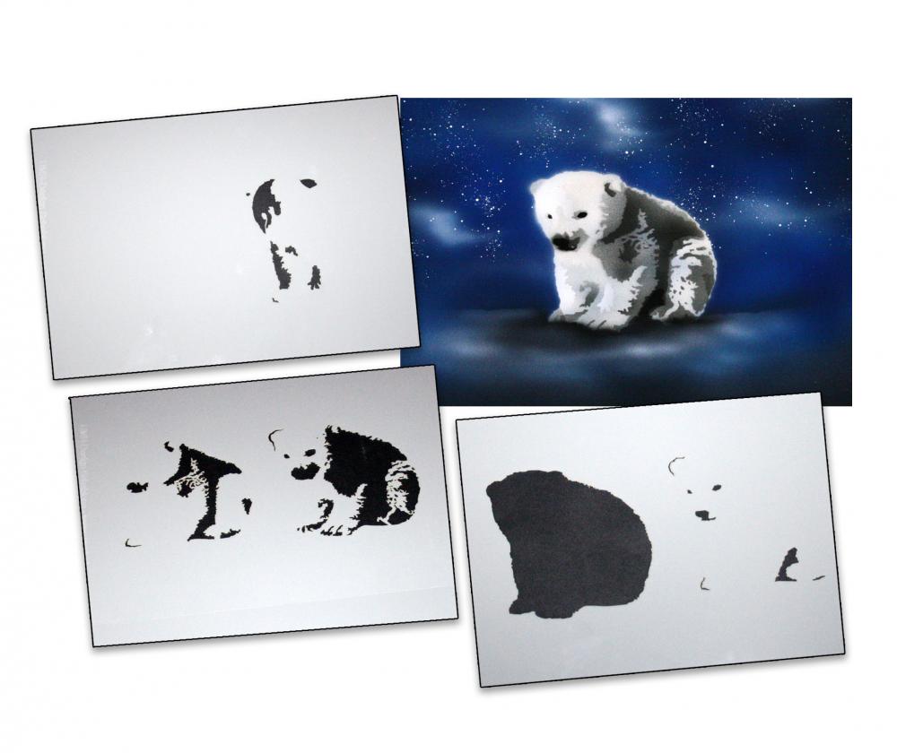 AS-004 Eisbär Step by Step Airbrushschablone Größe M