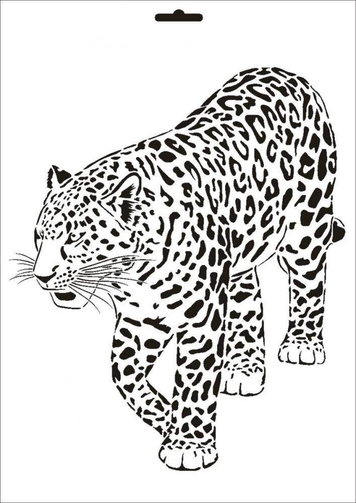 W-003 Leopard Wandschablone Textilschablone Größe A4