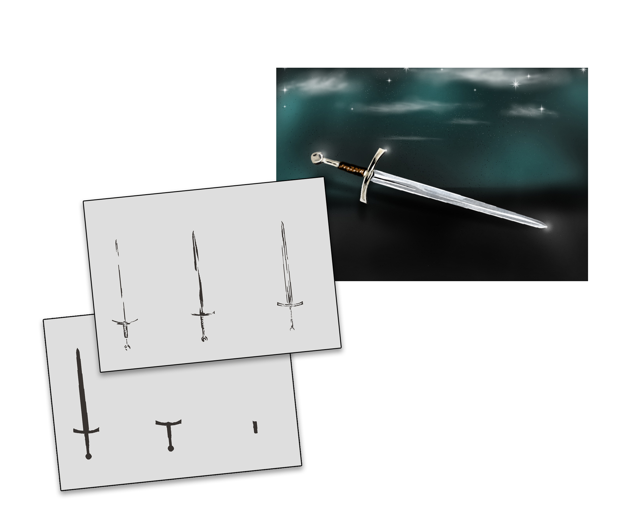 AS-279 Schwert Step by Step Airbrushschablone Größe M
