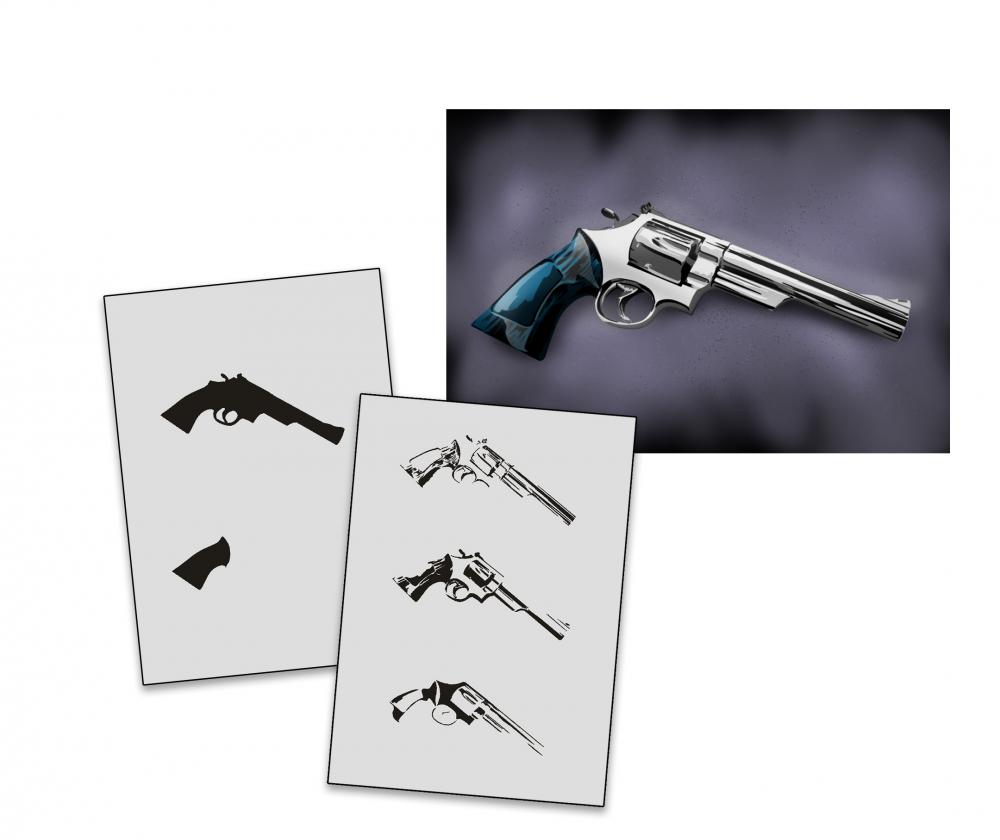 AS-336 Revolver Step by Step Airbrushschablone Größe M
