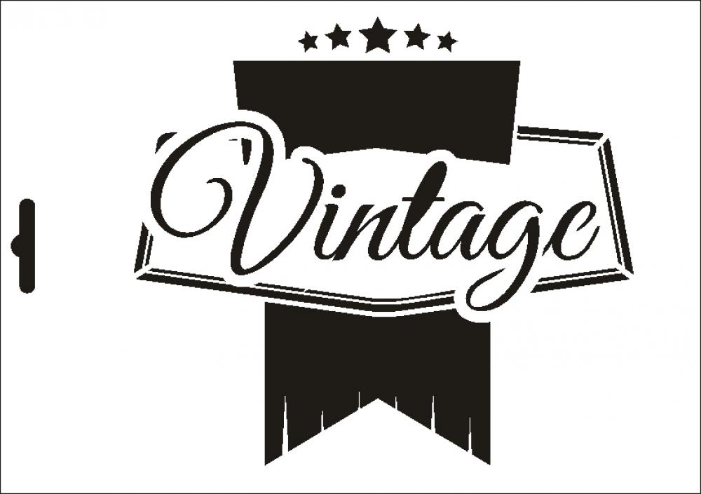 W-610 Vintage Etikett Wandschablone Textilschablone Größe A3