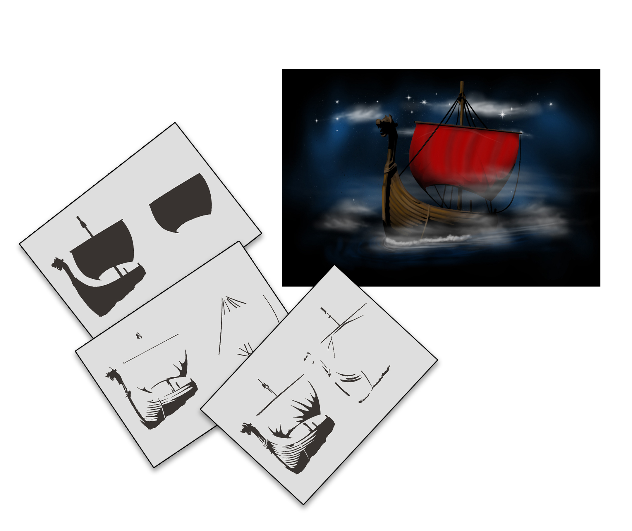 AS-278 Langboot Step by Step Airbrushschablone Größe M