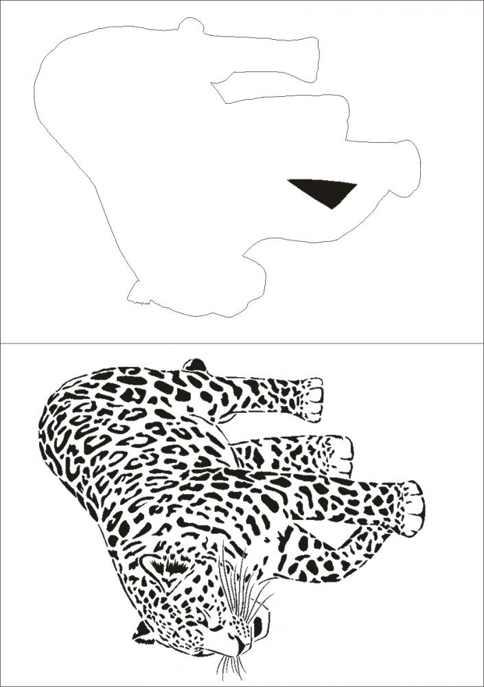 DS-003 Leopard Wandschablone Textilschablone Größe A5