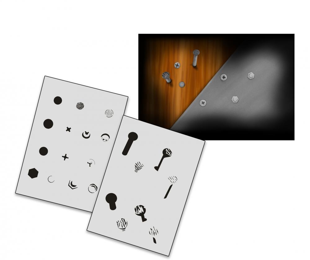 AS-170 Nägel Schrauben Step by Step Airbrushschablone Größe S