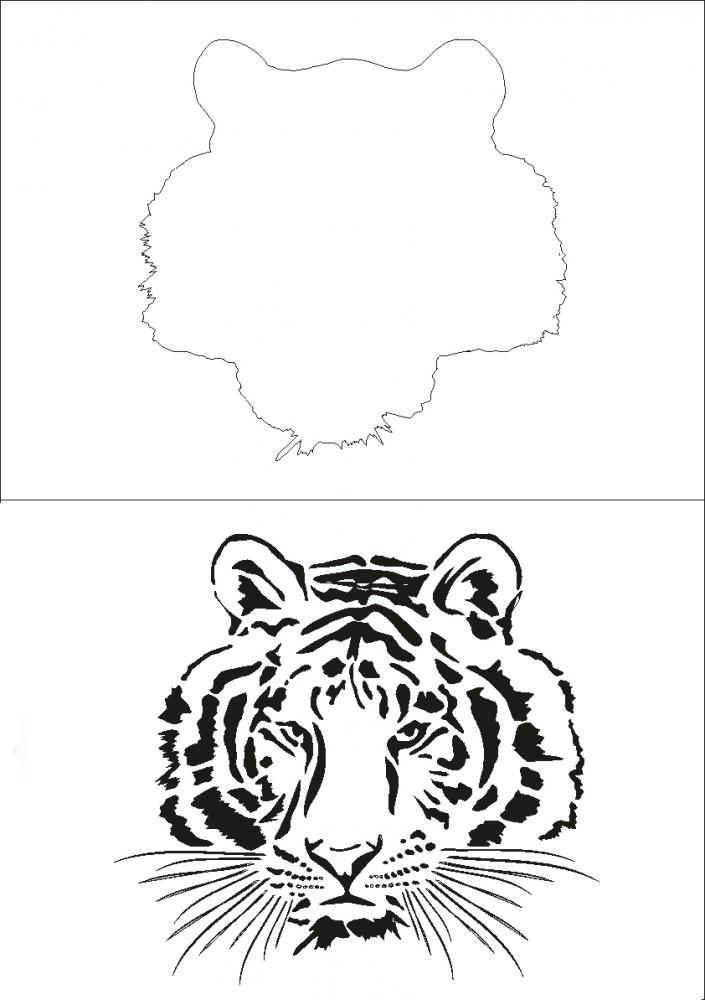 DS-006 Tiger Wandschablone Textilschablone Größe A4