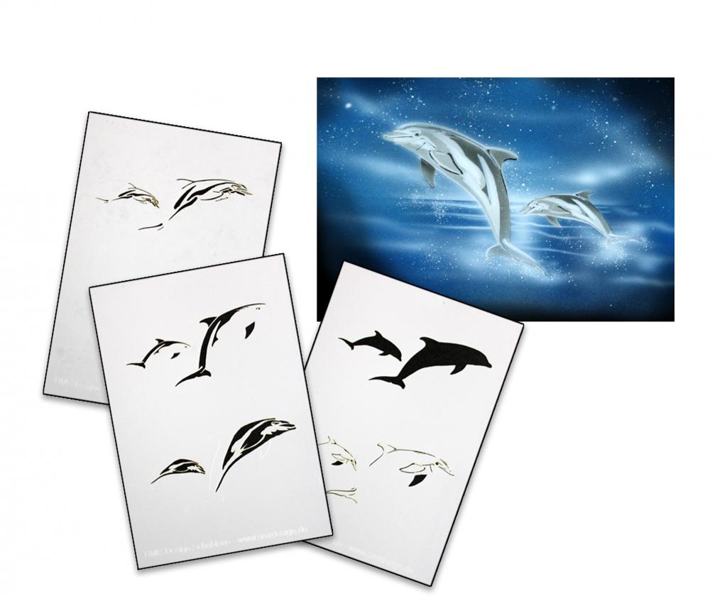 AS-038 Delphin Step by Step Airbrushschablone Größe S