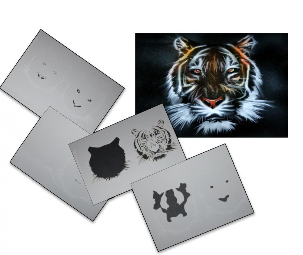 AS-033 Tiger Step by Step Airbrushschablone Größe S