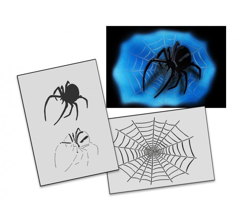 AS-140 Spinne Step by Step Airbrushschablone Größe M