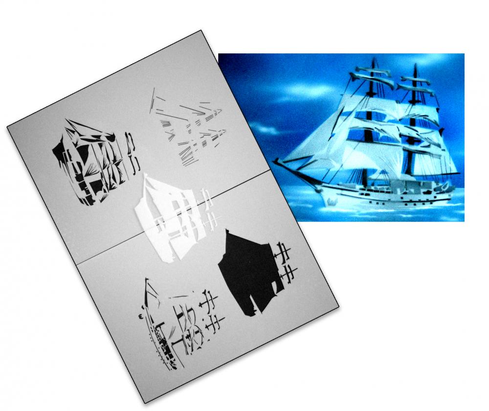AS-043 Schiff Step by Step Airbrushschablone Größe M