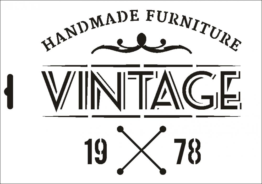 W-616 Vintage Etikett Wandschablone Textilschablone Größe A3