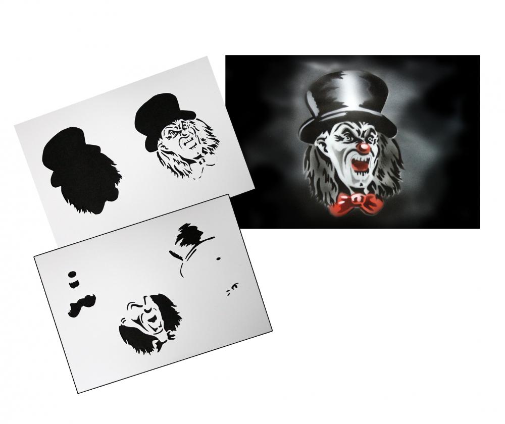 AS-108 Clown Step by Step Airbrushschablone Größe S