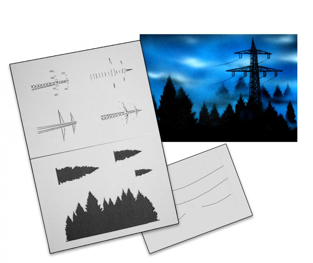 AS-058 Landschaft Step by Step Airbrushschablone Größe M