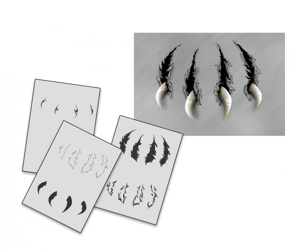 AS-210 Kralle Step by Step Airbrushschablone Größe S