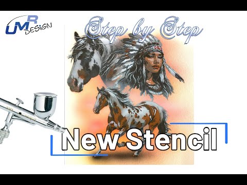AS-391 Pferd Step by Step Schablone für Acryl, Airbrush, Spray, Lacke und Wandfarbe Größe L