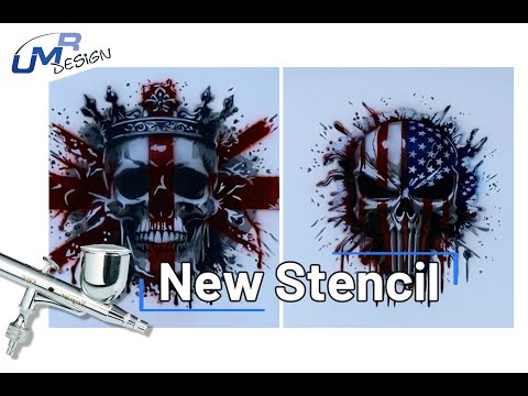 AS-394 Schädel England Step by Step Schablone für Acryl, Airbrush, Spray, Lacke und Wandfarbe  Größe S